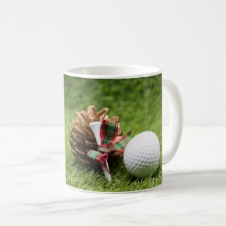 Golf Christmas with golf ball tee and pine cone Coffee Mug