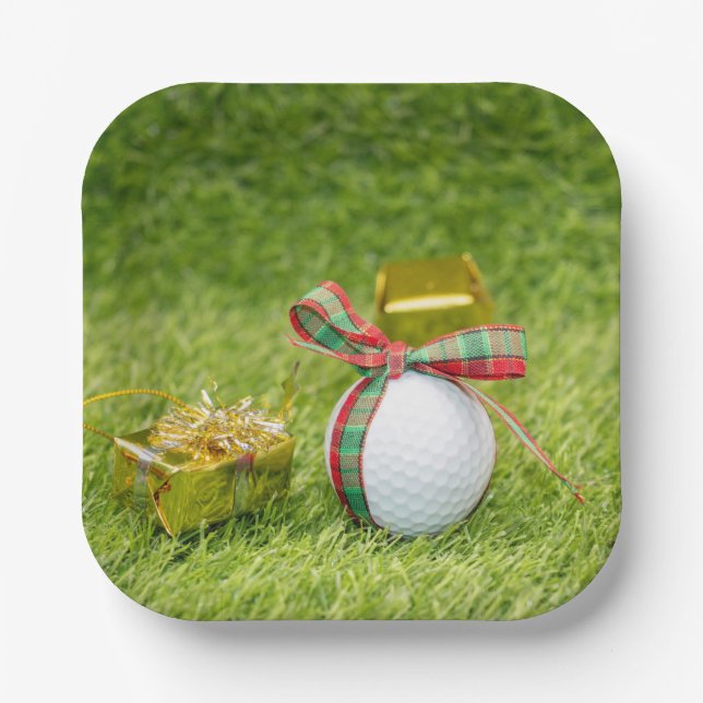 Golf Christmas with golf balls   Paper Plates (Front)