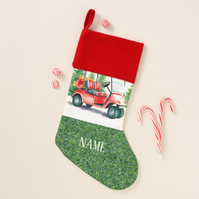 Golf Christmas with golf CART for Golfer  Stocking (Front)