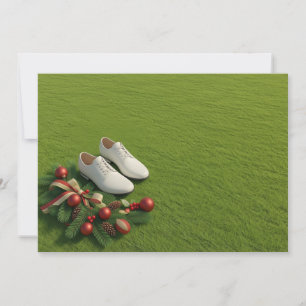 Golf Christmas with golf shoes on green Invitation