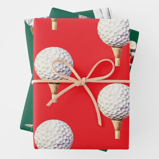 Golf Christmas with GOLF themed Wrapping Paper Sheets (In situ)