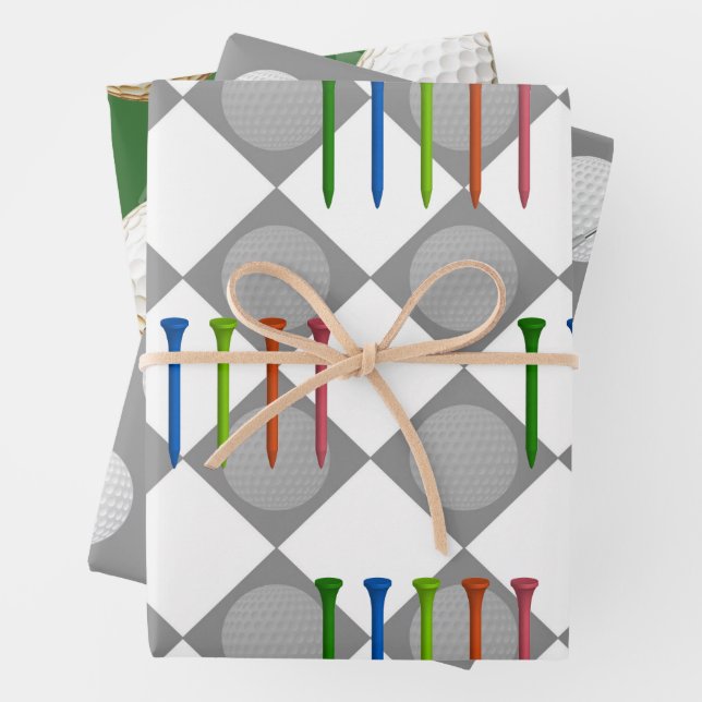 Golf Christmas with GOLF themed Wrapping Paper Sheets (In situ)