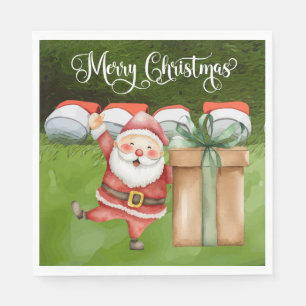 Golf Christmas with lots of Ball golfer Napkins