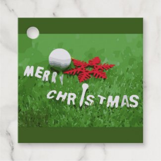Golf Christmas with red snowflake with golf ball Favor Tags
