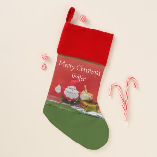Golf Christmas with Santa Claus and golf ball Christmas Stocking