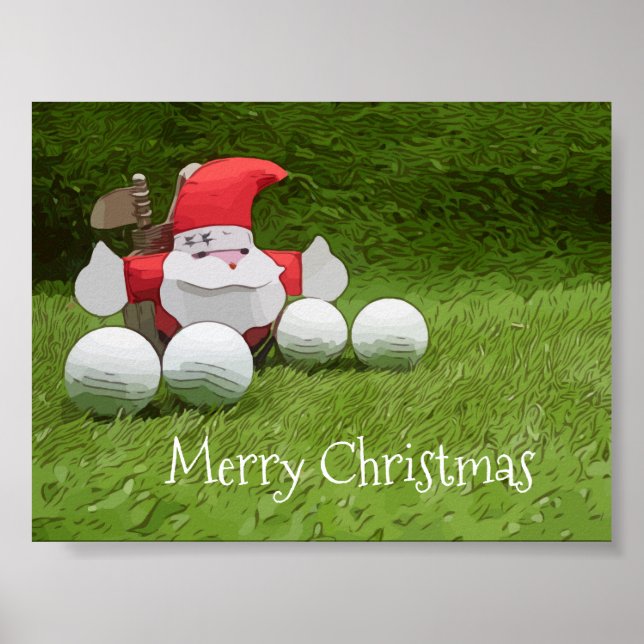 Golf Christmas with Santa Claus and golf balls Poster (Front)
