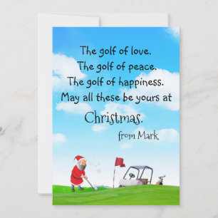 Golf Christmas with Santa Claus blessing Holiday Card