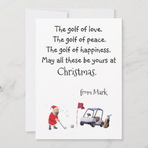 Golf Christmas with Santa Claus blessing Holiday Card