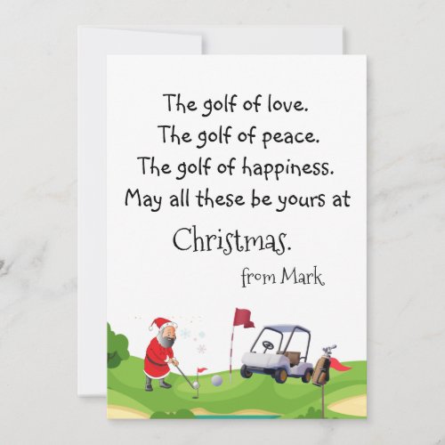 Golf Christmas with  Santa Claus blessing    Holiday Card