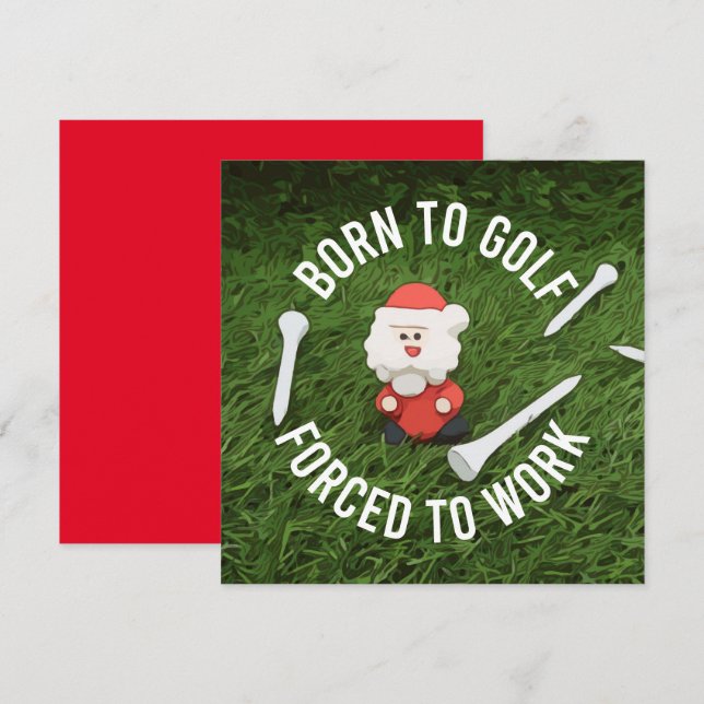 Golf  Christmas with Santa Claus born to golf Holiday Card (Front/Back)
