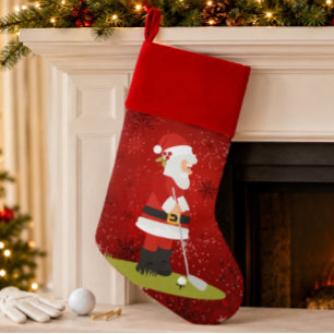 Golf Christmas with SANTA CLAUS CART for Golfer Stocking