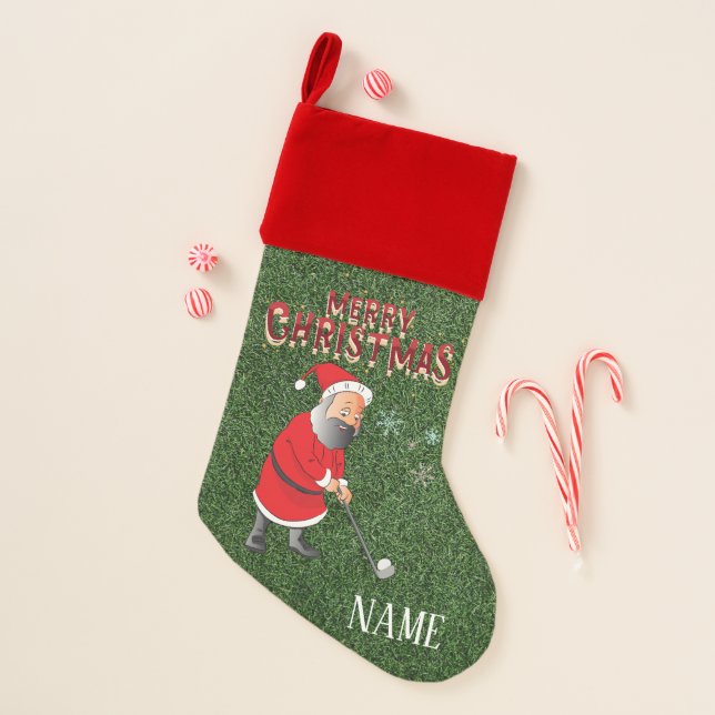 Golf Christmas with SANTA CLAUS for Golfer  Christmas Stocking (Front)