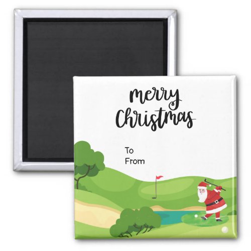 Golf Christmas with Santa Claus for golfer funny   Magnet