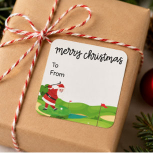 Golf Christmas with Santa Claus for golfer funny  Square Sticker