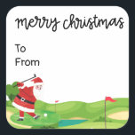 Golf Christmas with Santa Claus for golfer funny  Square Sticker<br><div class="desc">Golf Christmas with Santa Claus for golfer funny</div>