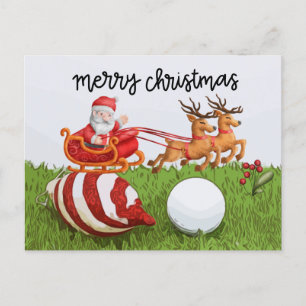 Golf  Christmas with Santa Claus for Golfer  Holiday Postcard