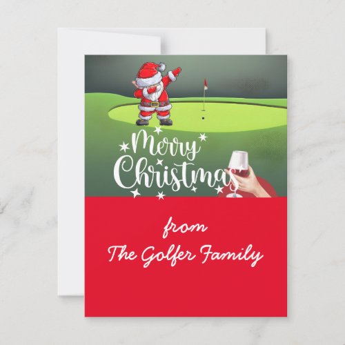 Golf Christmas with Santa Claus from Golfer Family Holiday Card