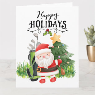 Golf Christmas with Santa Claus Golfer Card