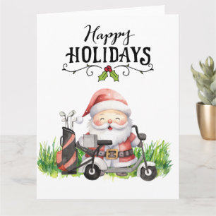Golf Christmas with Santa Claus Golfer Card