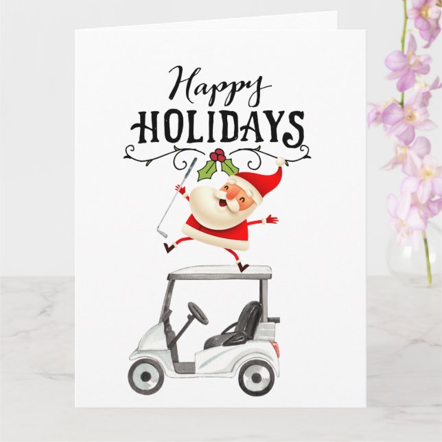 Golf Christmas with Santa Claus Golfer Card (Orchid)