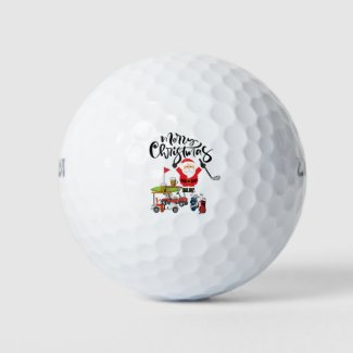 Golf Christmas with Santa Claus golfing at flag  G Golf Balls