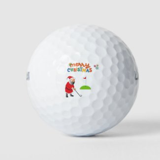 Golf Christmas with Santa Claus golfing at flag  Golf Balls