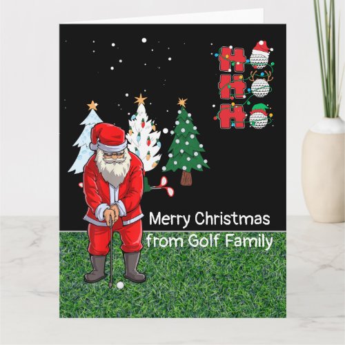 Golf Christmas with Santa Claus golfing  Card