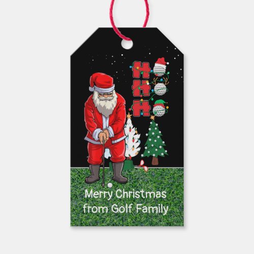 Golf Christmas with Santa Claus golfing  Gift Tags