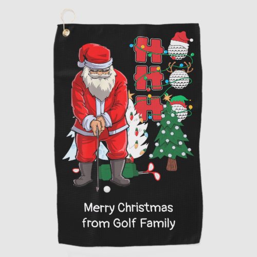 Golf Christmas with Santa Claus golfing  Golf Towel