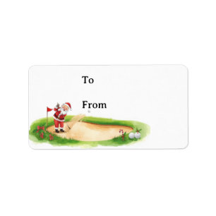 Golf Christmas with Santa Claus golfing  Label