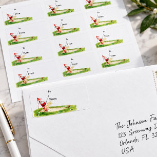 Golf Christmas with Santa Claus golfing Label