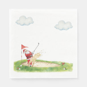 Golf Christmas with Santa Claus golfing Napkins