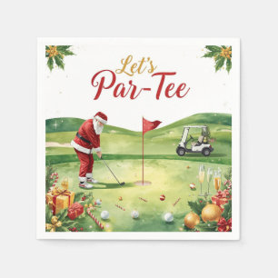 Golf Christmas with Santa Claus golfing Napkins