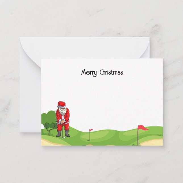 Golf  Christmas with Santa Claus golfing  Note Card (Front)
