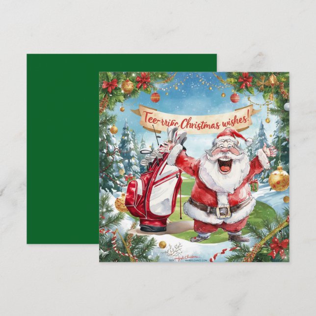 Golf  Christmas with Santa Claus  Holiday Card (Front/Back)