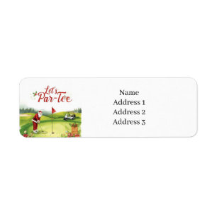 Golf Christmas with Santa Claus on golf course Label