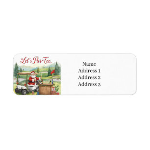 Golf Christmas with Santa Claus on golf course Label