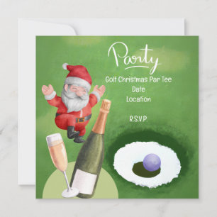 Golf Christmas with Santa Claus on green grass Invitation
