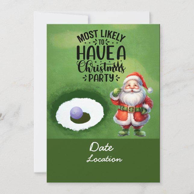 Golf Christmas with Santa Claus party save date Invitation (Front)