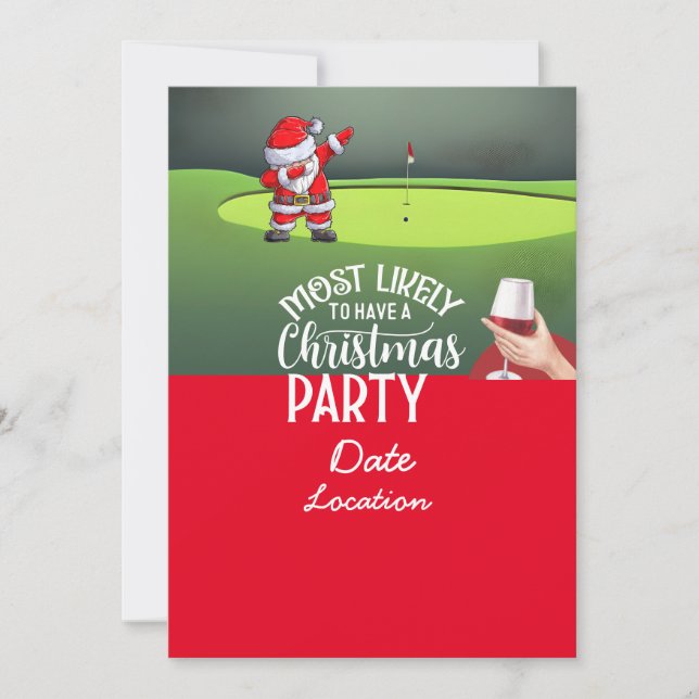 Golf Christmas with Santa Claus party save date Invitation (Front)