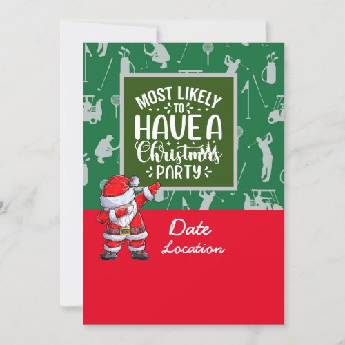 Golf Christmas with Santa Claus party save date Invitation