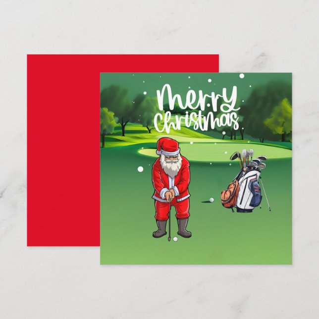 Golf  Christmas with Santa Claus putting on green (Front/Back)