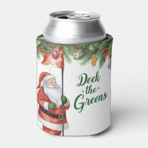 Golf Christmas with Santa Claus with funny text  Can Cooler