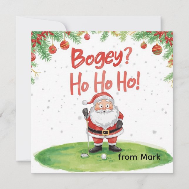 Golf Christmas with Santa Golfer on golf course  Holiday Card (Front)
