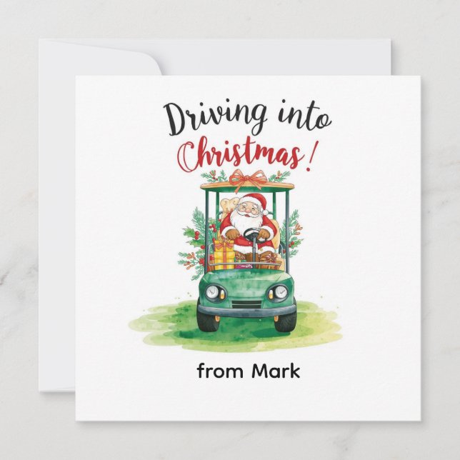 Golf Christmas with Santa Golfer on golf course  Holiday Card (Front)