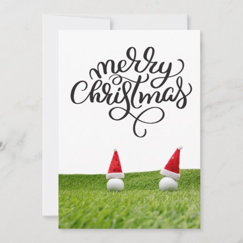 Golf Christmas with Santa Hat for Golfer Holiday Card