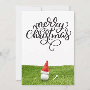 Golf Christmas with Santa Hat for Golfer Holiday Card