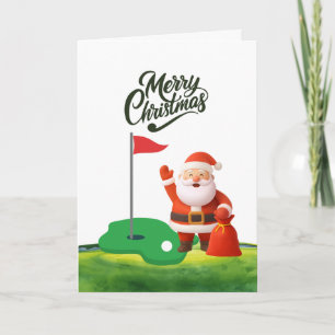 Golf Christmas with Santa on the course Card
