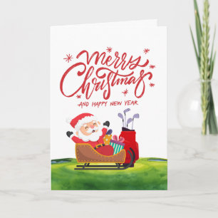 Golf Christmas with Santa on the course Card