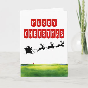 Golf Christmas with Santa on the course Card